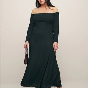 Reformation Black Long Sleeve Off-Shoulder - Ballari Dress Es